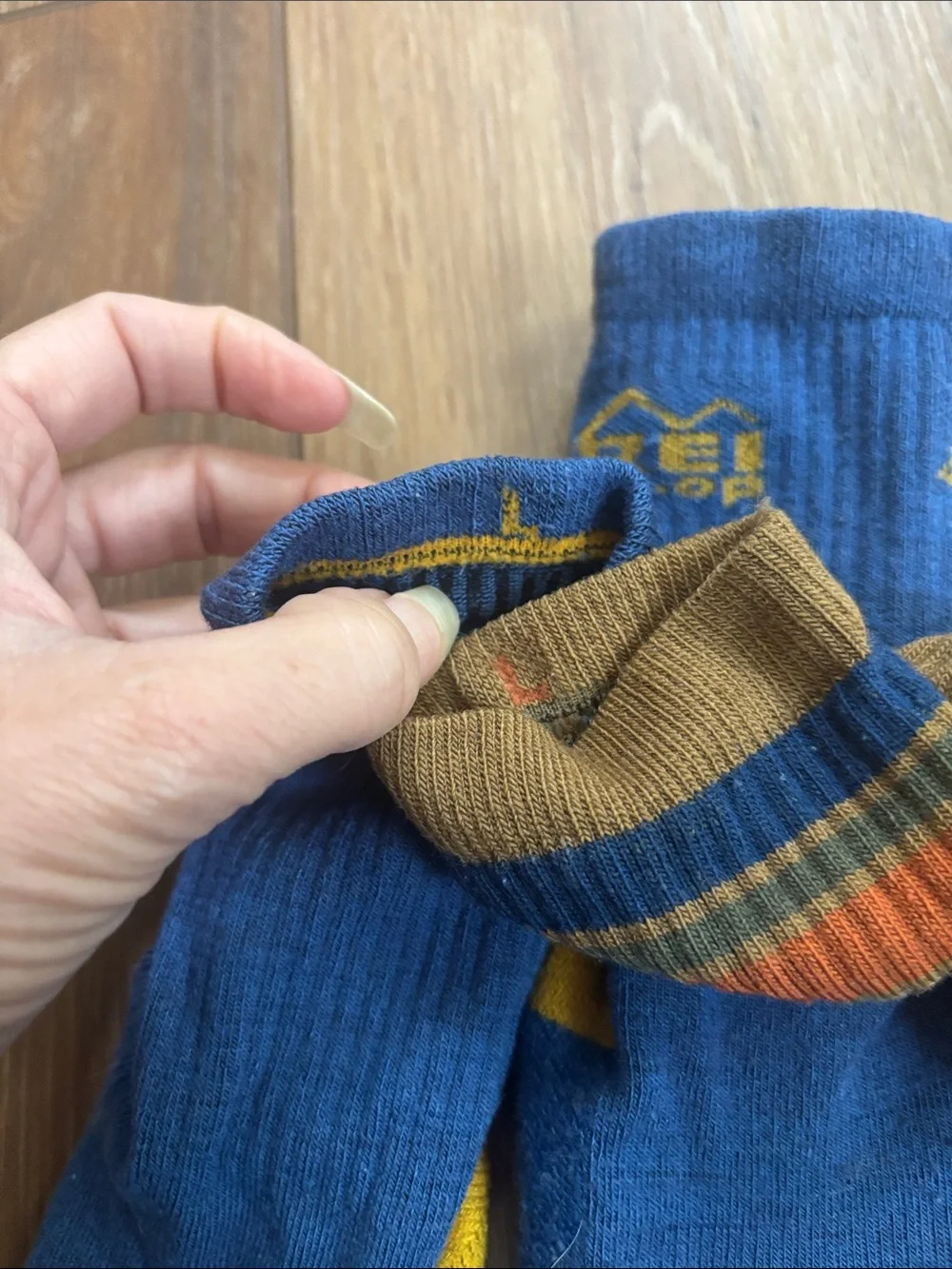 Boys Socks - REI COOP Blue & Yellow and Brown Striped Pairs